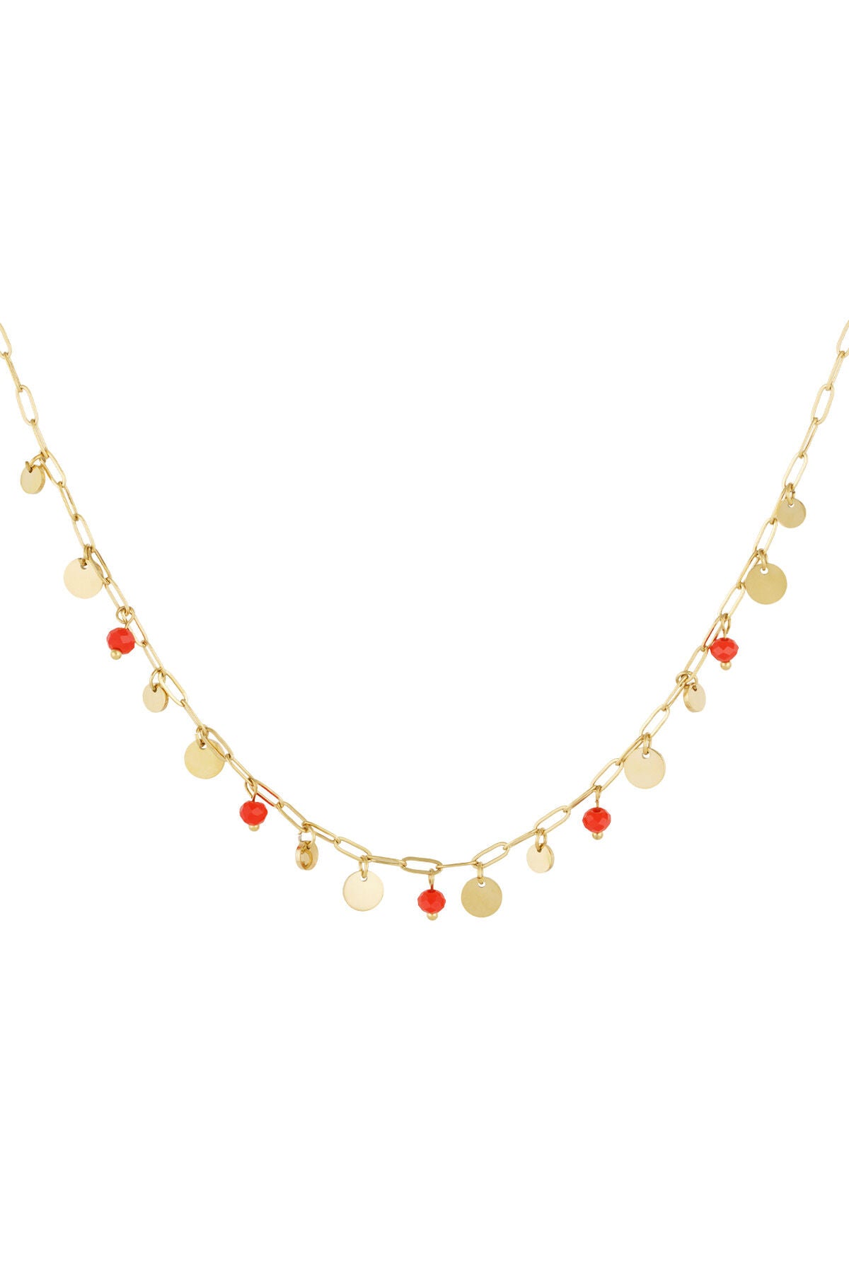 ketting mix van Goud kleur en rood
