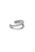 Dubbel earcuff touw & glad Goud kleur Stainless Steel