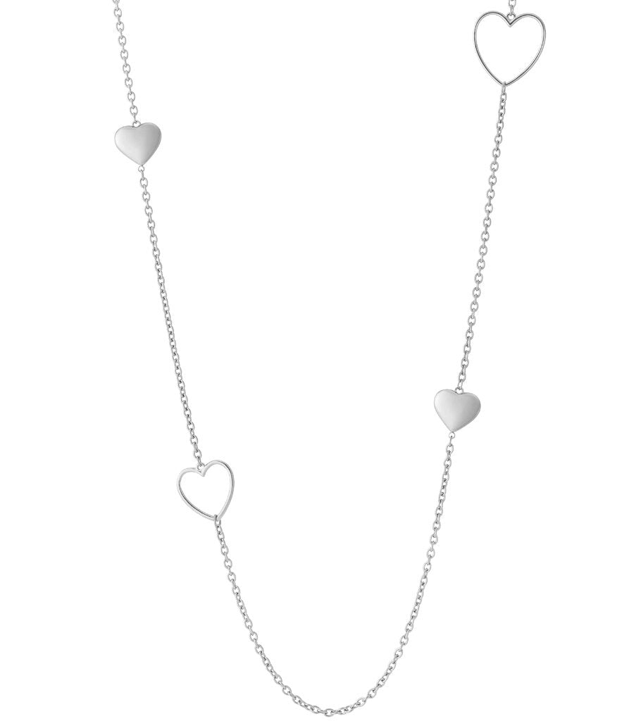 Elegant 14K Gold Plated Heart Long Necklace