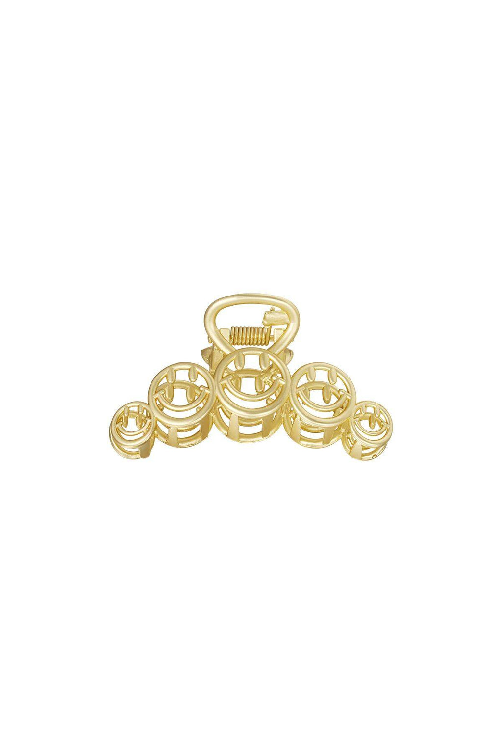 Grote metalen haarclip Smiley Vintage Goud kleur Metaal