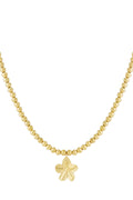 Elegant Flower Short Necklace, Silver & Gold