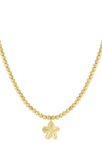 Elegant Flower Short Necklace, Silver & Gold