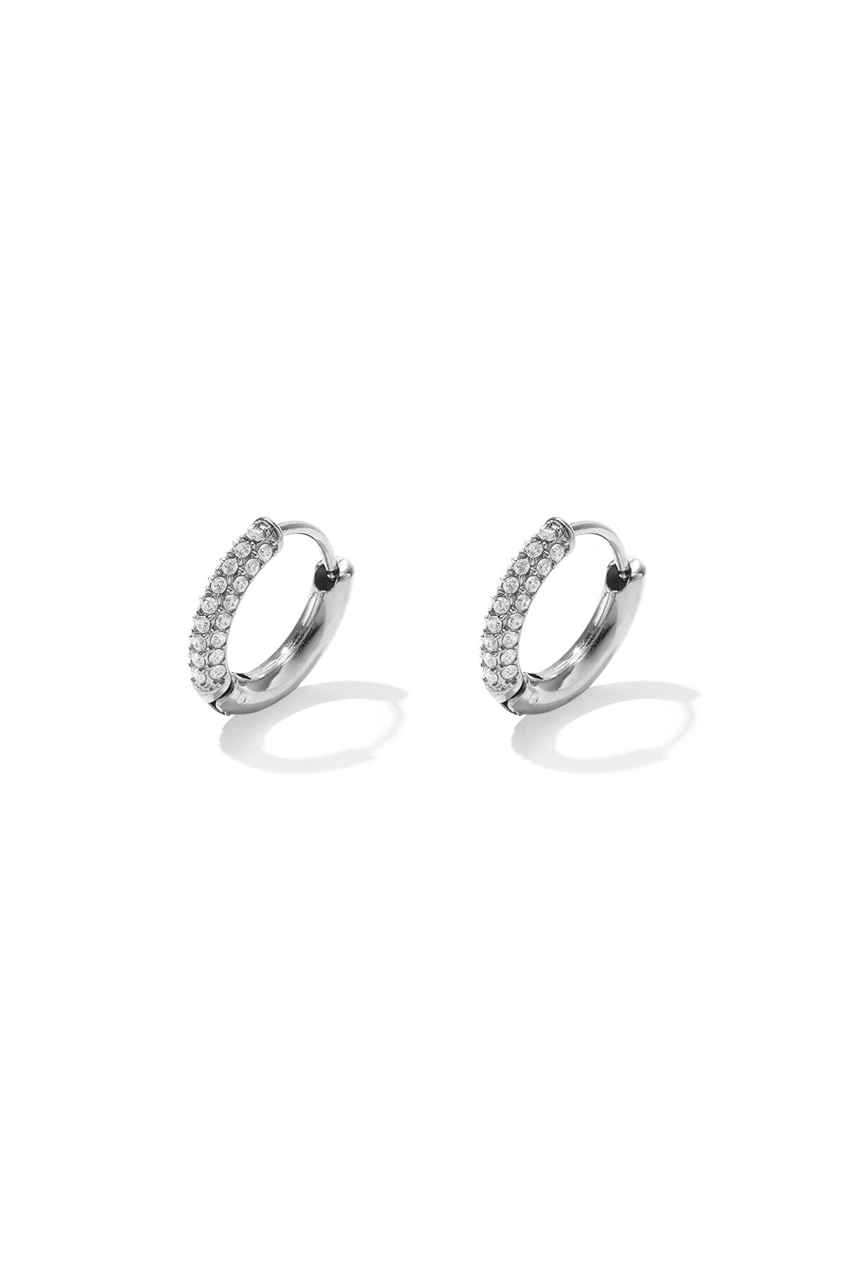 Elegant Rhinestone Hoop Earrings - Silver & Gold