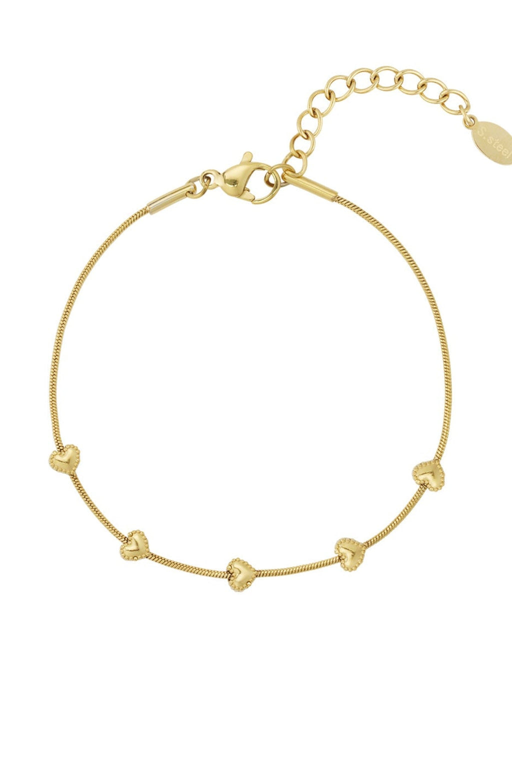Charmante armband met kleine hartjes, goudkleurig