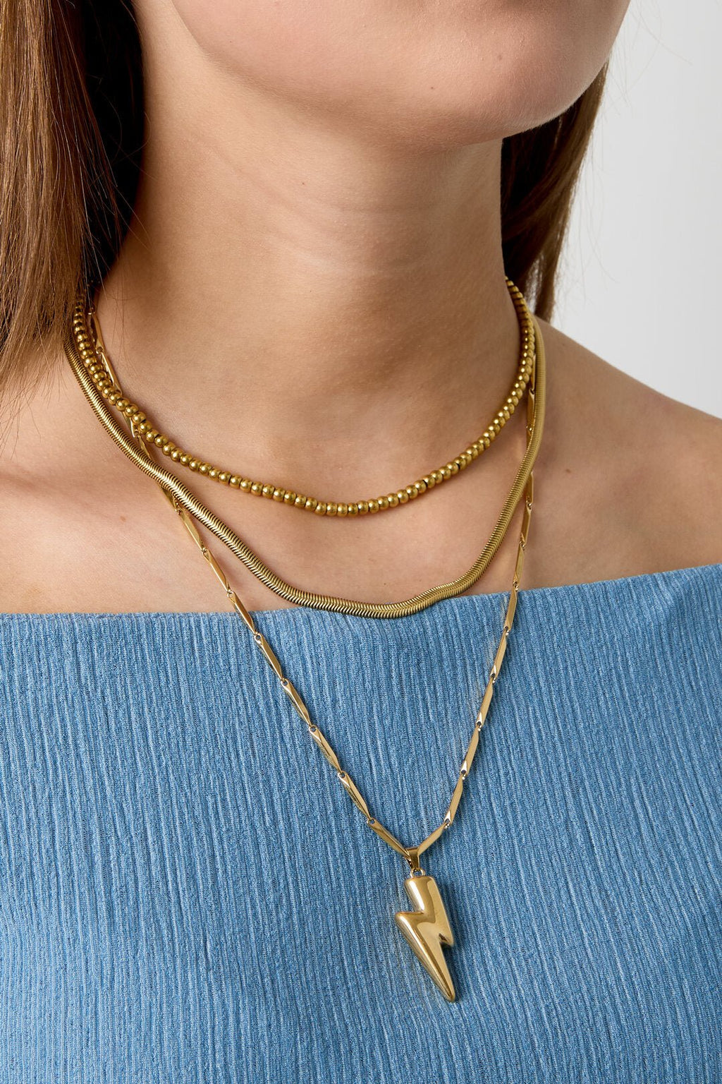 Bliksem hanger ketting, zilverkleurig