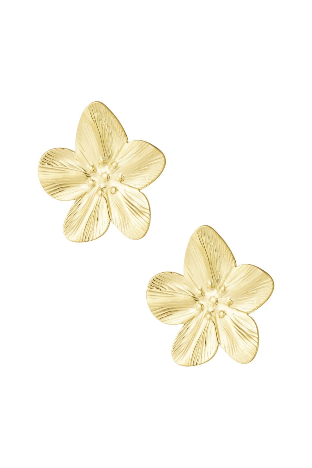 Statement bloemen oorbellen, goudkleurig
