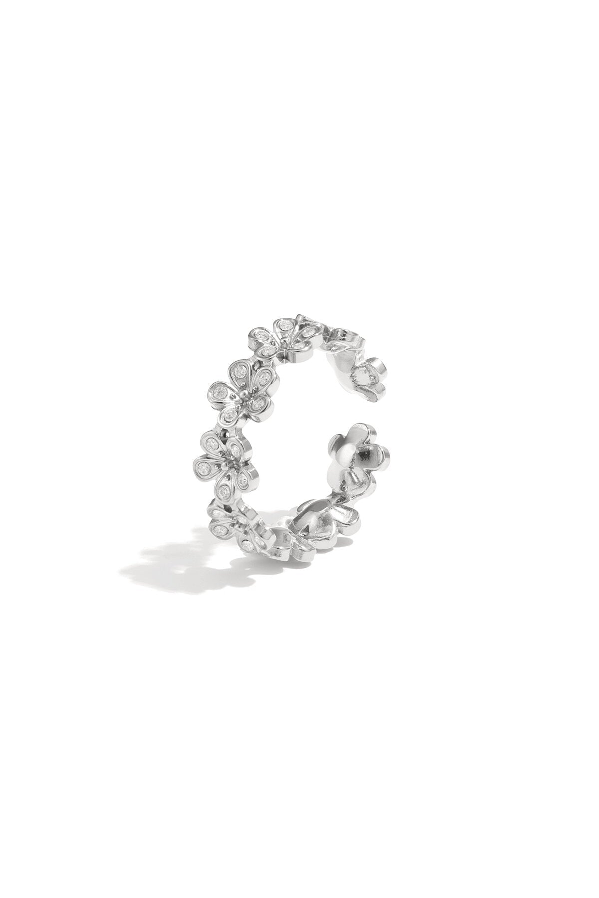 Bloemen ring met strass - Jewellery Fever