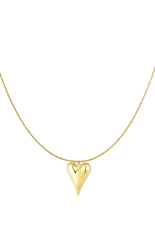 Bolletjes ketting met een groot hartje - Jewellery Fever