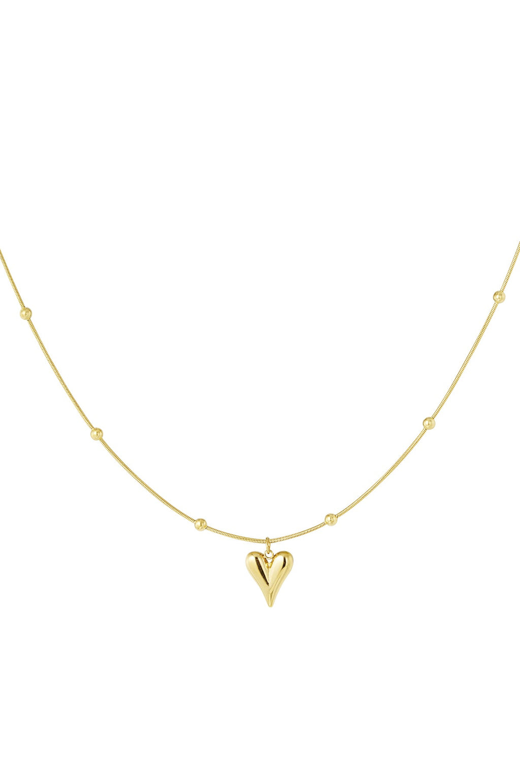 Bolletjes ketting met een klein hartje - Jewellery Fever