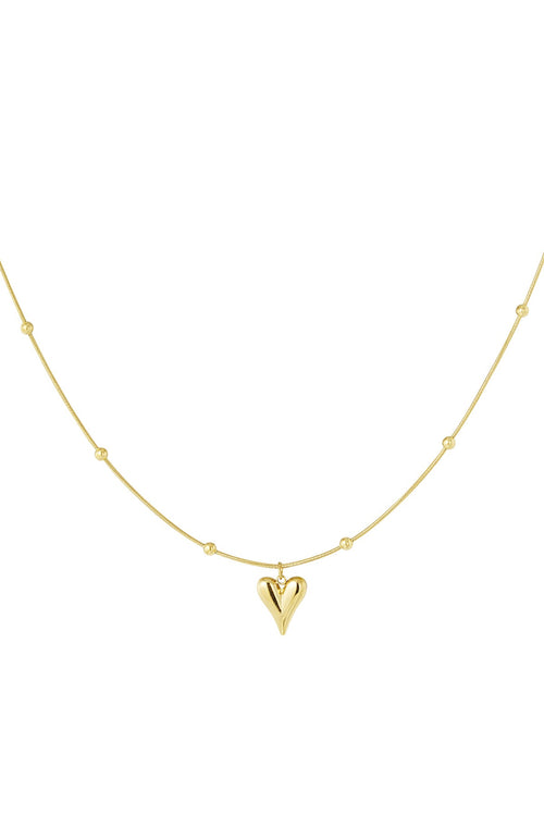 Bolletjes ketting met een klein hartje - Jewellery Fever