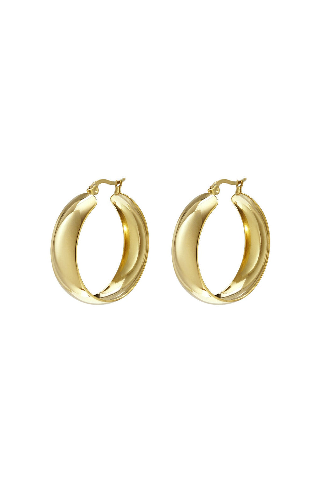 Stoere hoops oorringen, goudkleurig