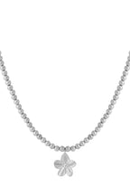 Elegant Flower Short Necklace, Silver & Gold