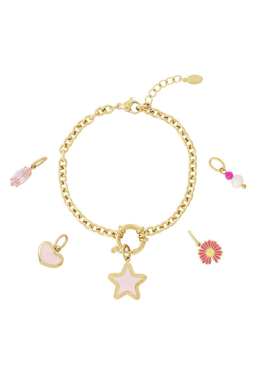 DIY armband met bloem, hart en ster