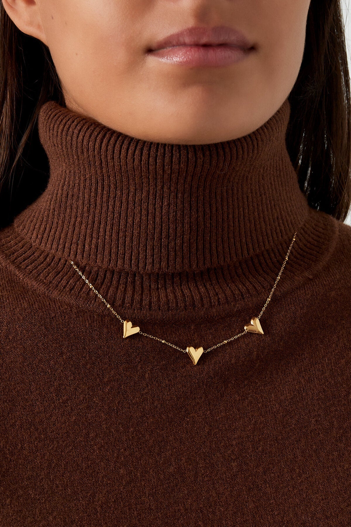 Drievoudige hartjes ketting - Jewellery Fever