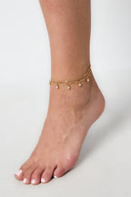 Dubbele enkelbandje met strass steentjes - Jewellery Fever