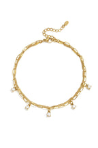 Dubbele enkelbandje met strass steentjes - Jewellery Fever