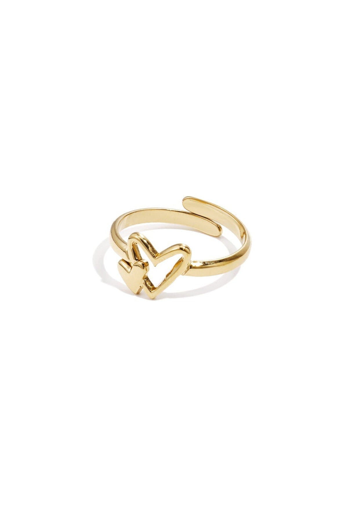 Minimalistische ring met dubbel hart - Jewellery Fever