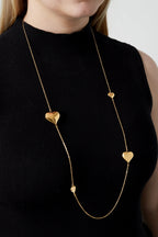 Elegant 70cm+ Long Heart Necklace in Silver & Gold