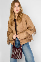 Schoudertas met studs, rood