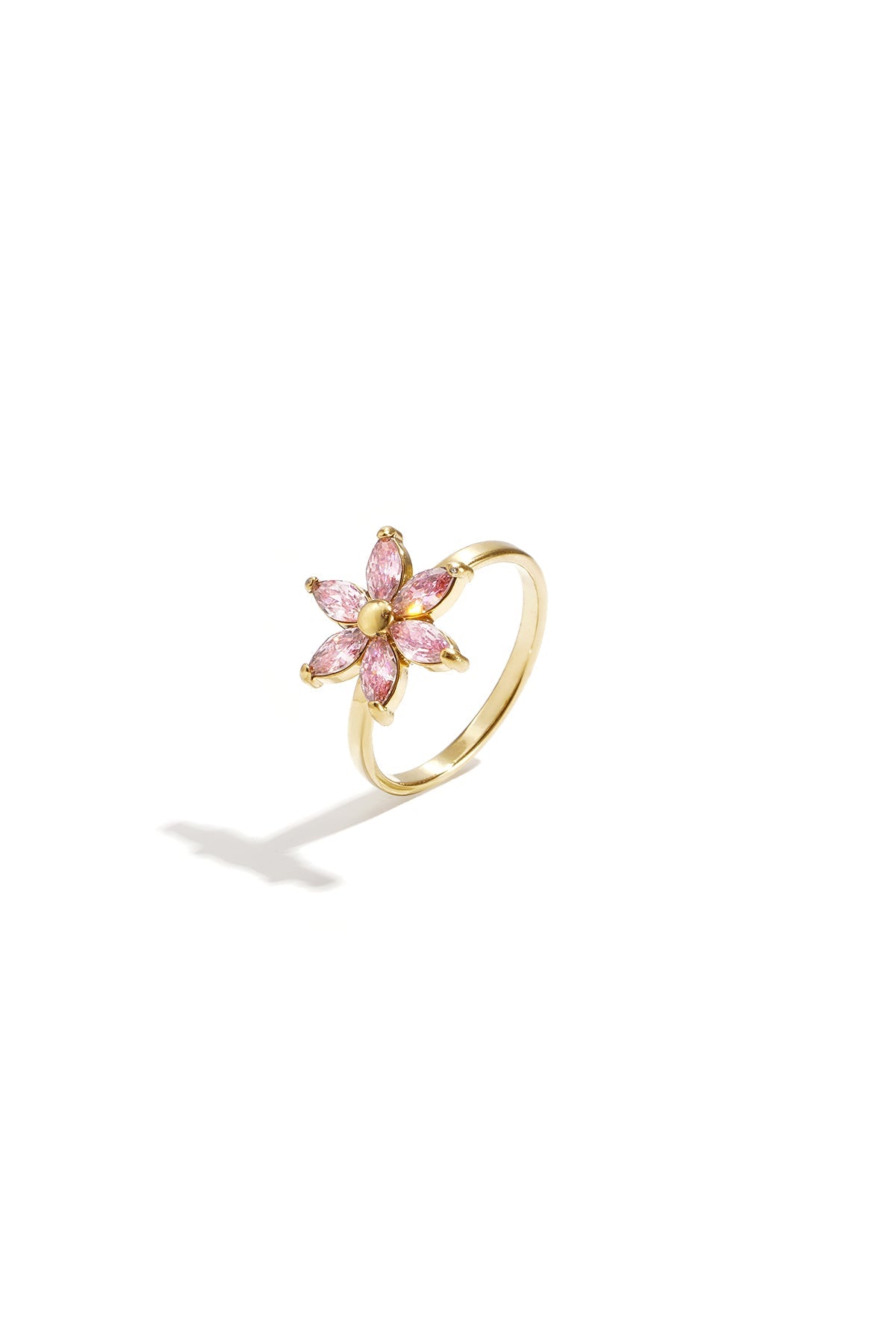Elegante ring met roze bloemdetail - Jewellery Fever