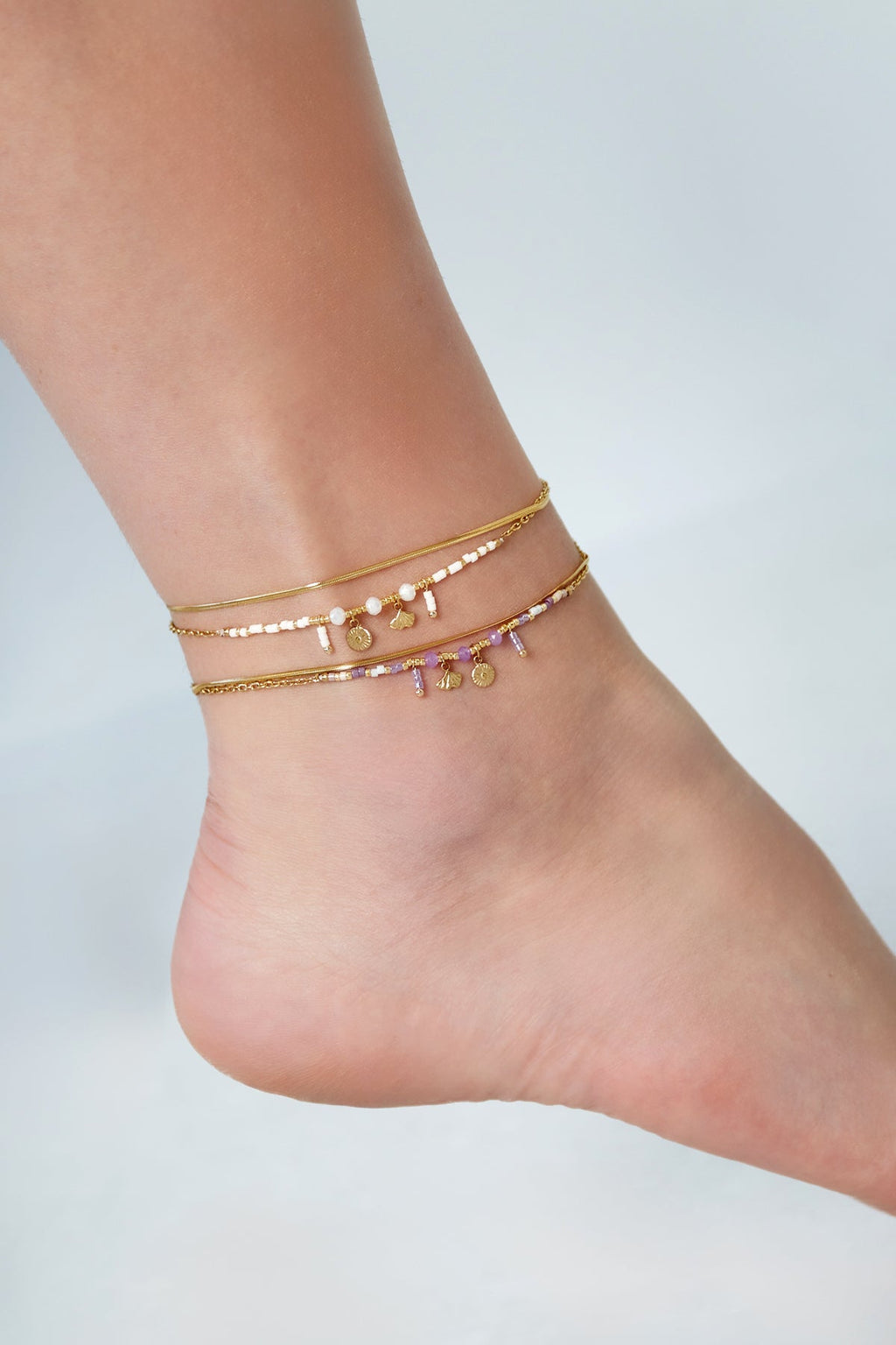 Enkelbandje met kleurige kraaltjes - Jewellery Fever