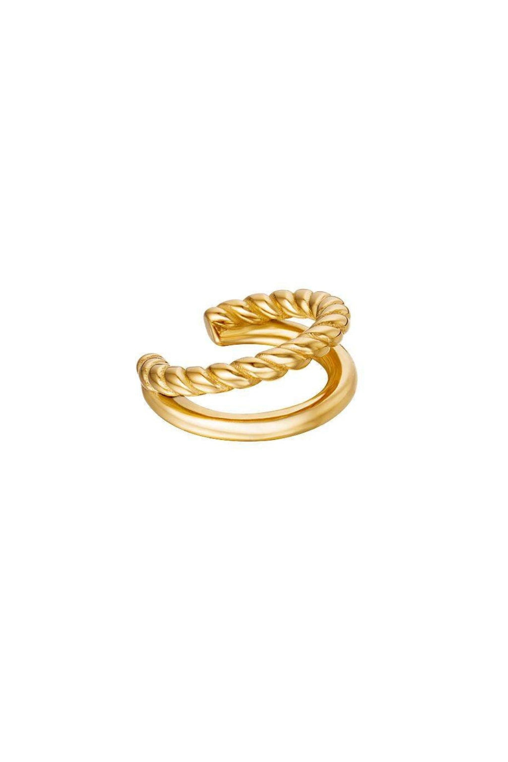 Gedraaide oorclip met dubbel effect, goudkleurig