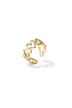 Romantische ring met open hartjes, goudkleurig