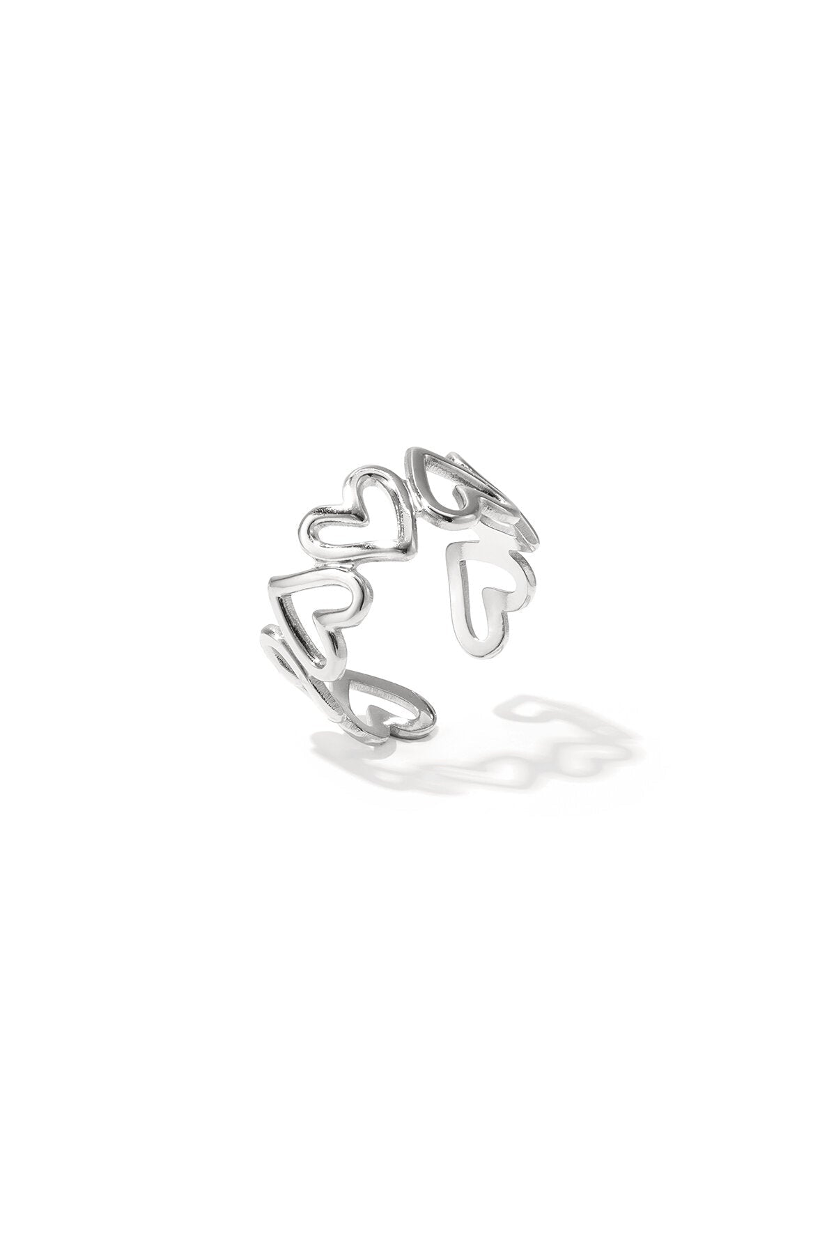 Romantische ring met open hartjes - Jewellery Fever