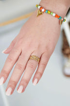 Ring met open hartjes, zilverkleurig