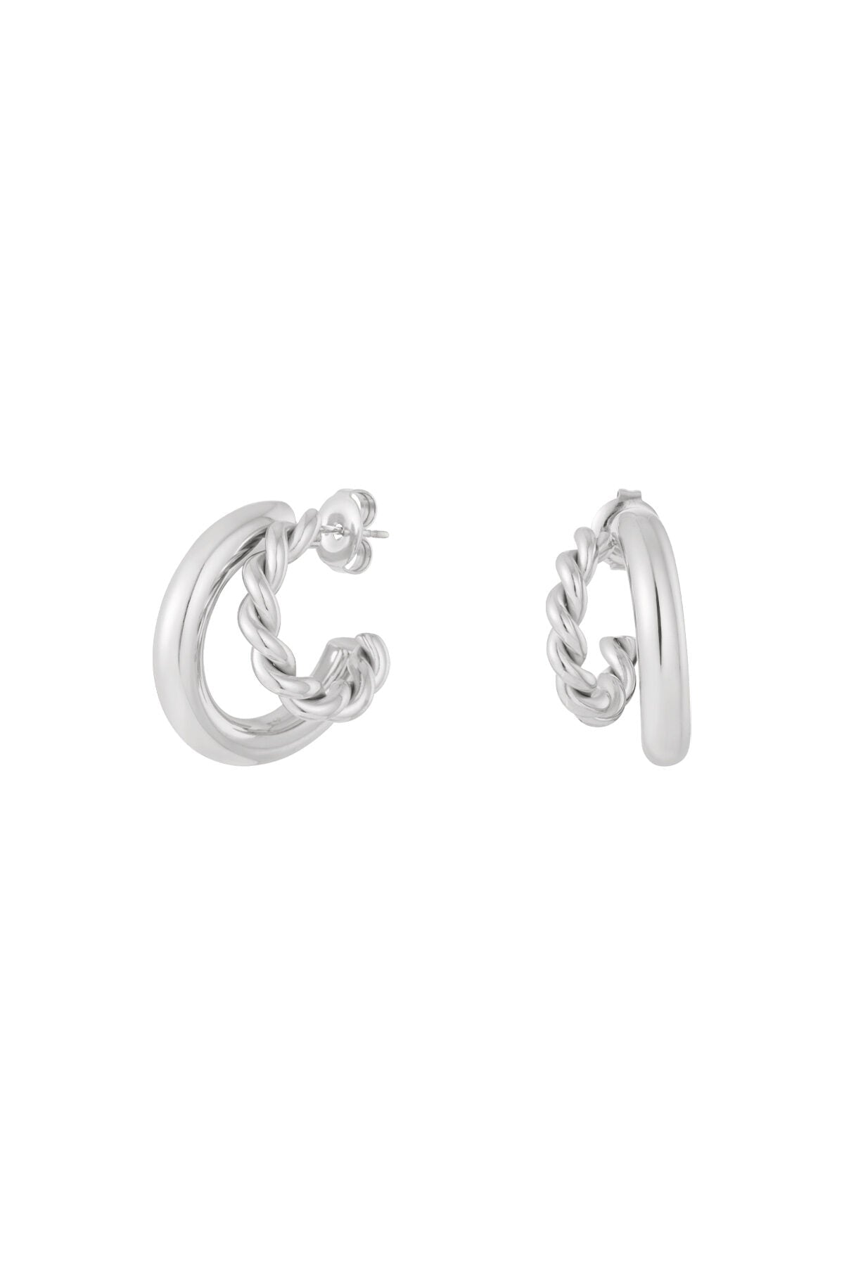 Gouden dubbele hoop met twist - Jewellery Fever