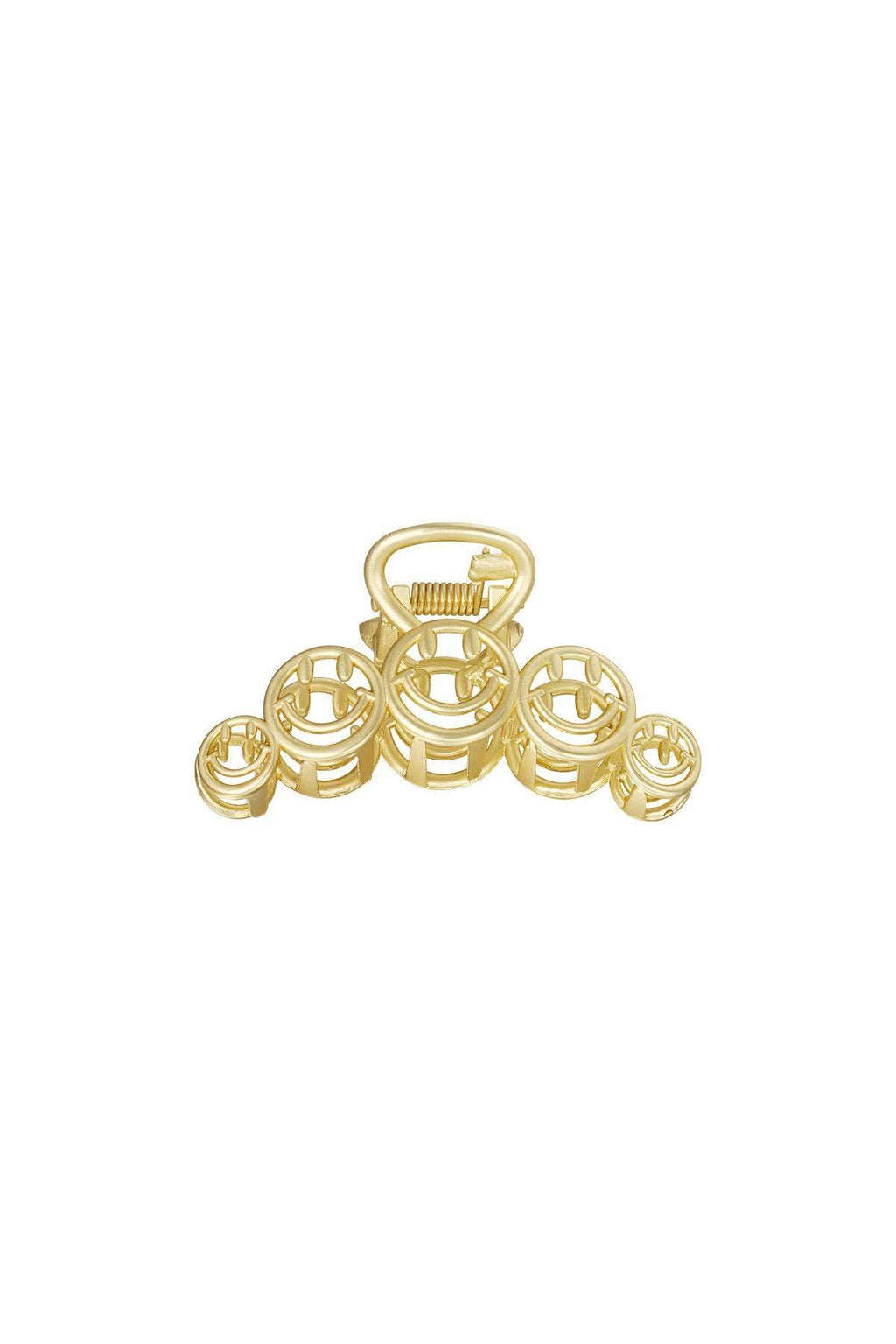 Vrolijke smiley haarclip met retro design, goudkleurig