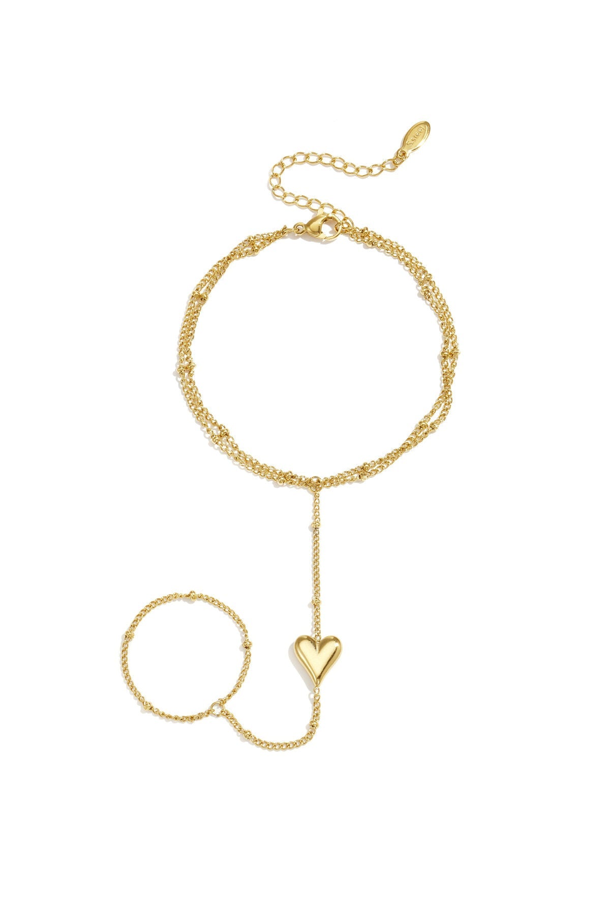 Romantische handketting met hartje, goudkleurig