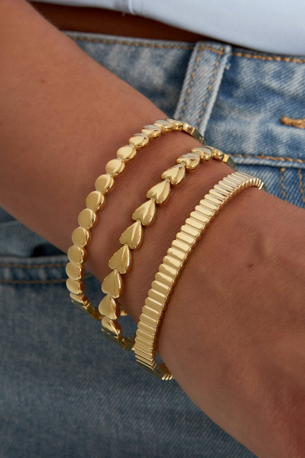 Armring met hartjesmotief, zilverkleurig