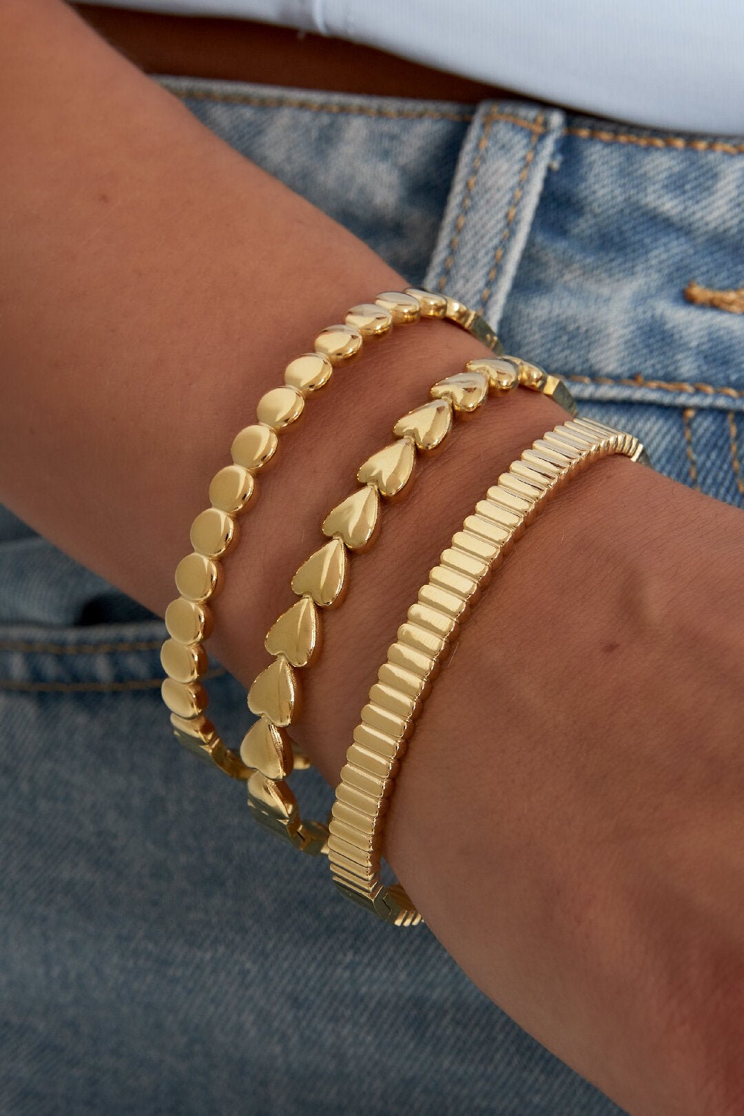Armring met hartjesmotief, zilverkleurig
