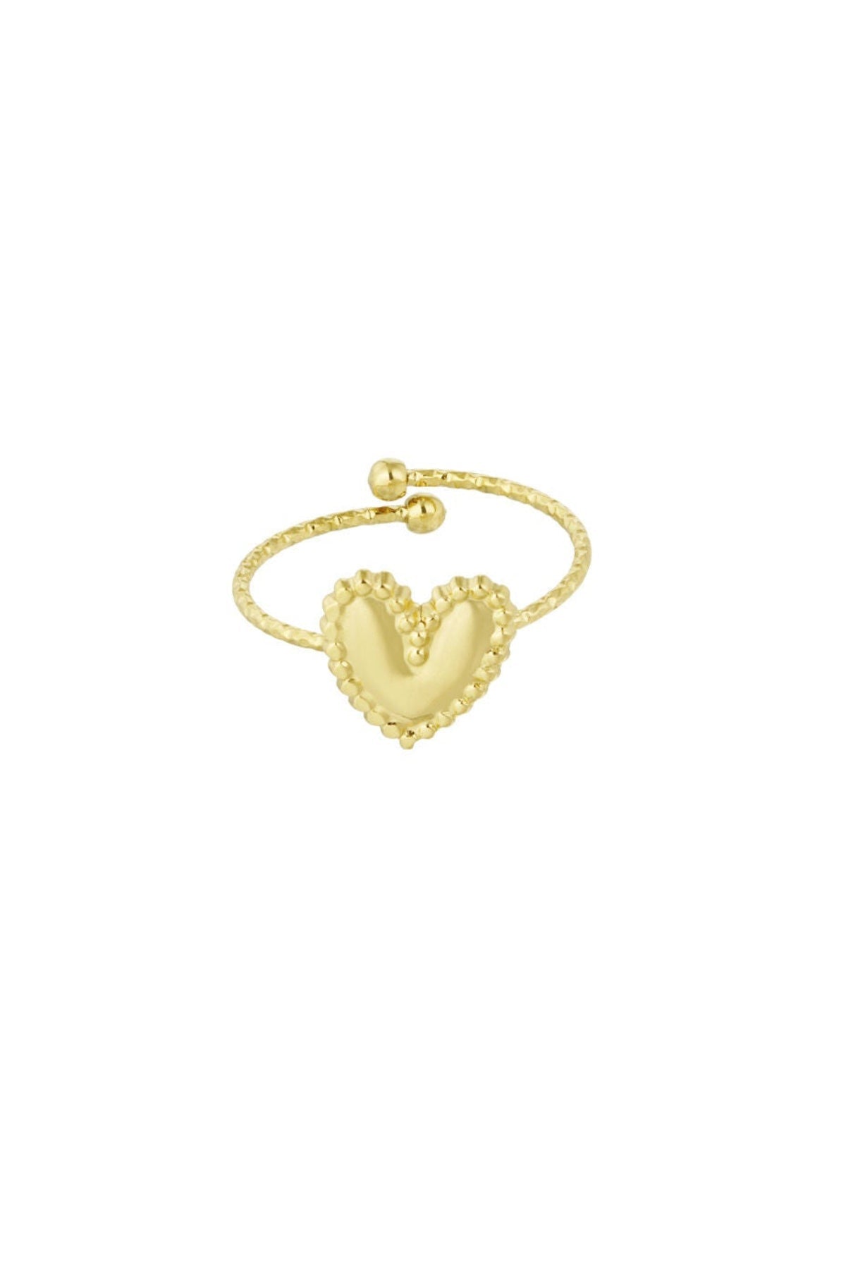 Statement ring met krachtig hartmotief, goudkleurig