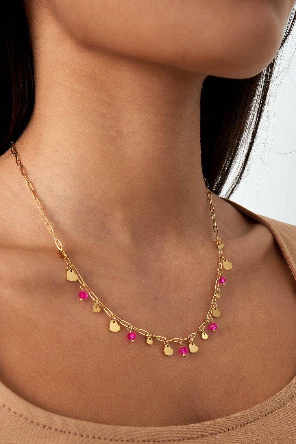 Ketting met hartjes bedels - Jewellery Fever