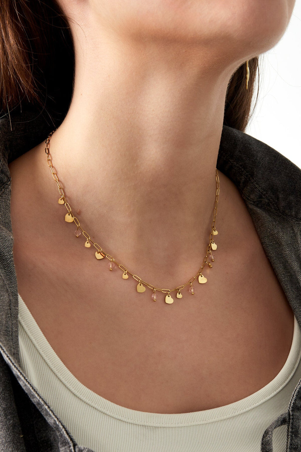 Ketting met hartjes bedels - Jewellery Fever