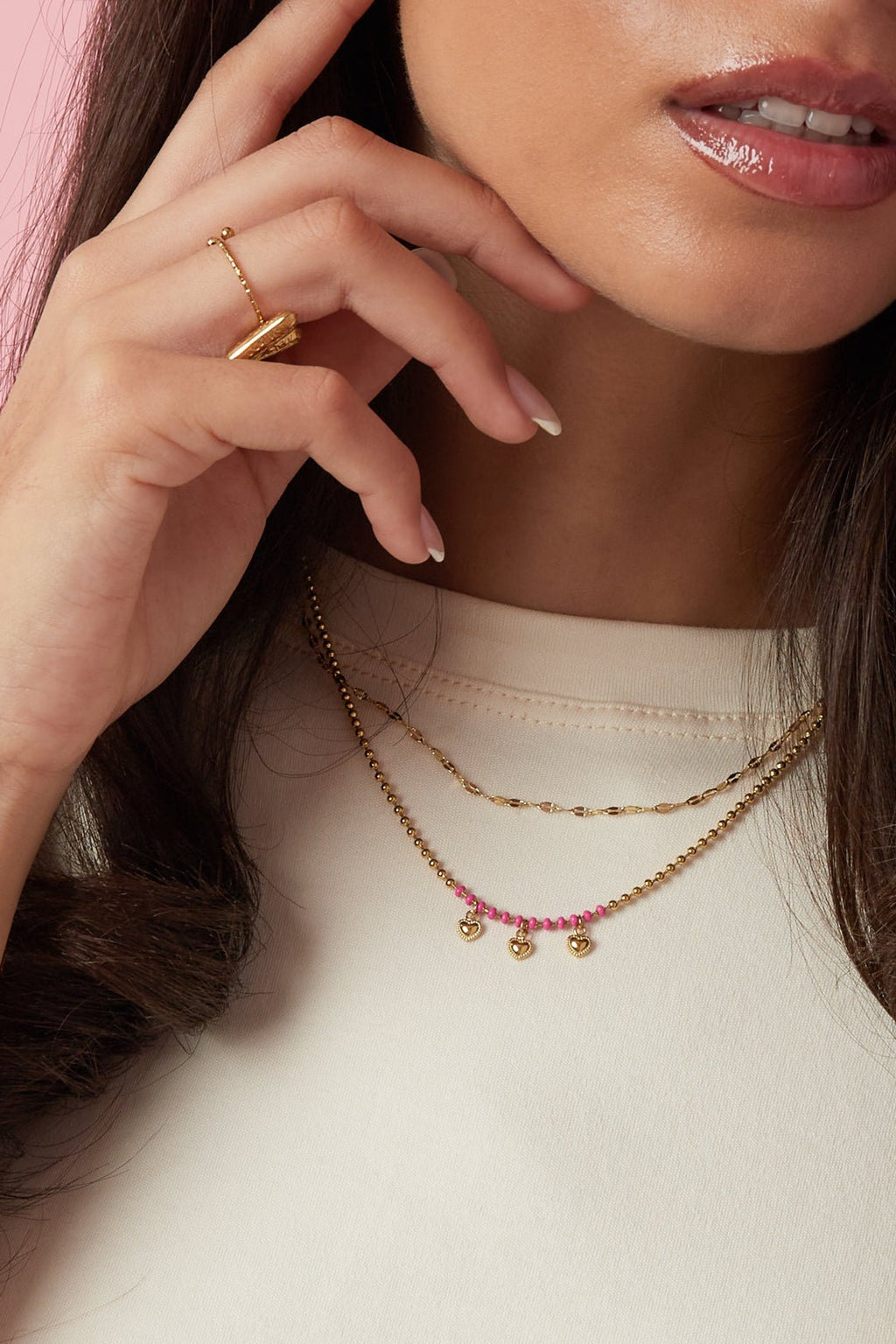 Ketting met meerlaags hartdesign - Jewellery Fever
