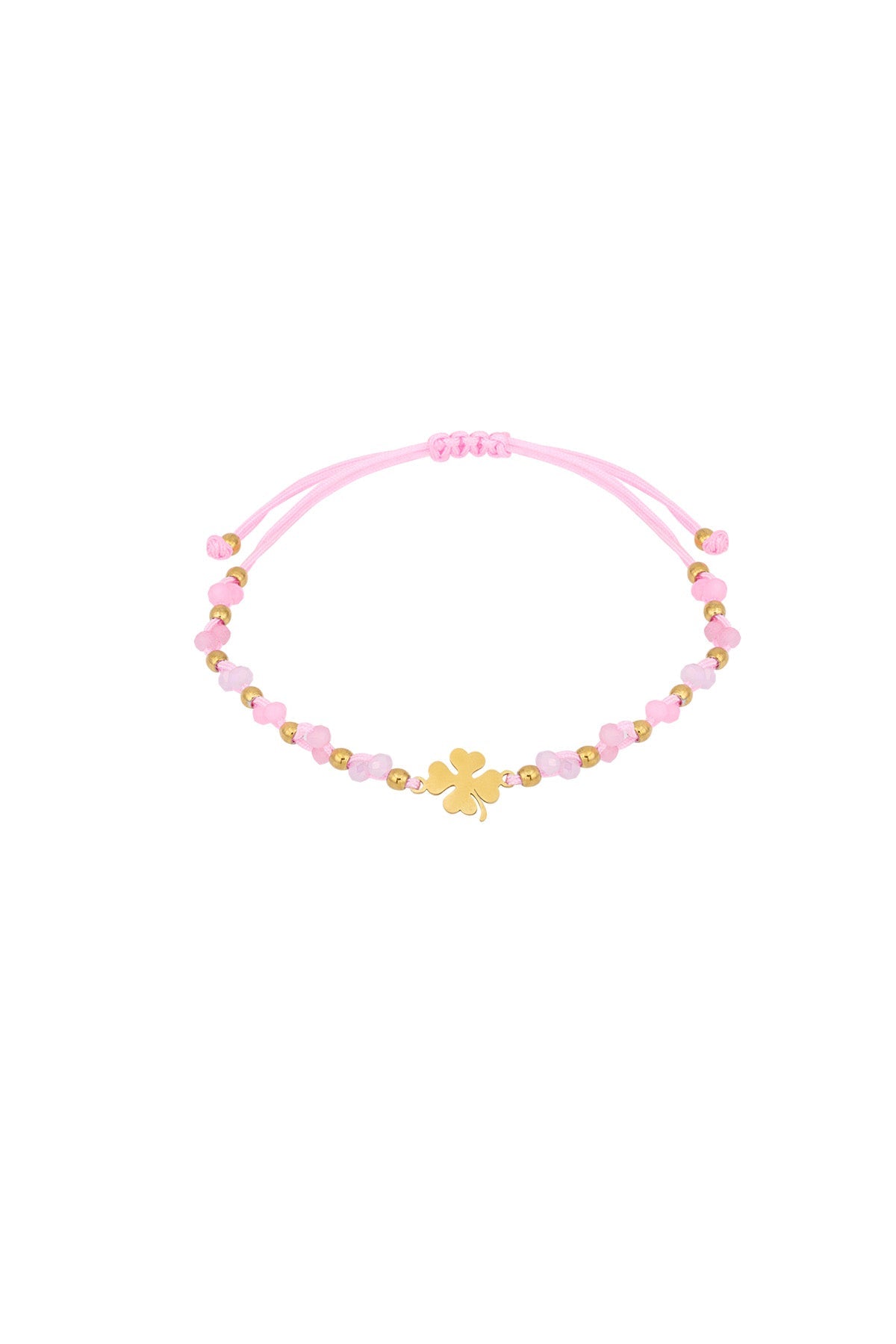 Klavertjevier touw armband met steentjes - Jewellery Fever