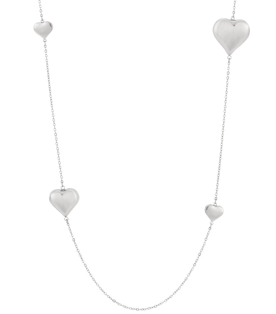 Lange dichte hartjes ketting - Jewellery Fever