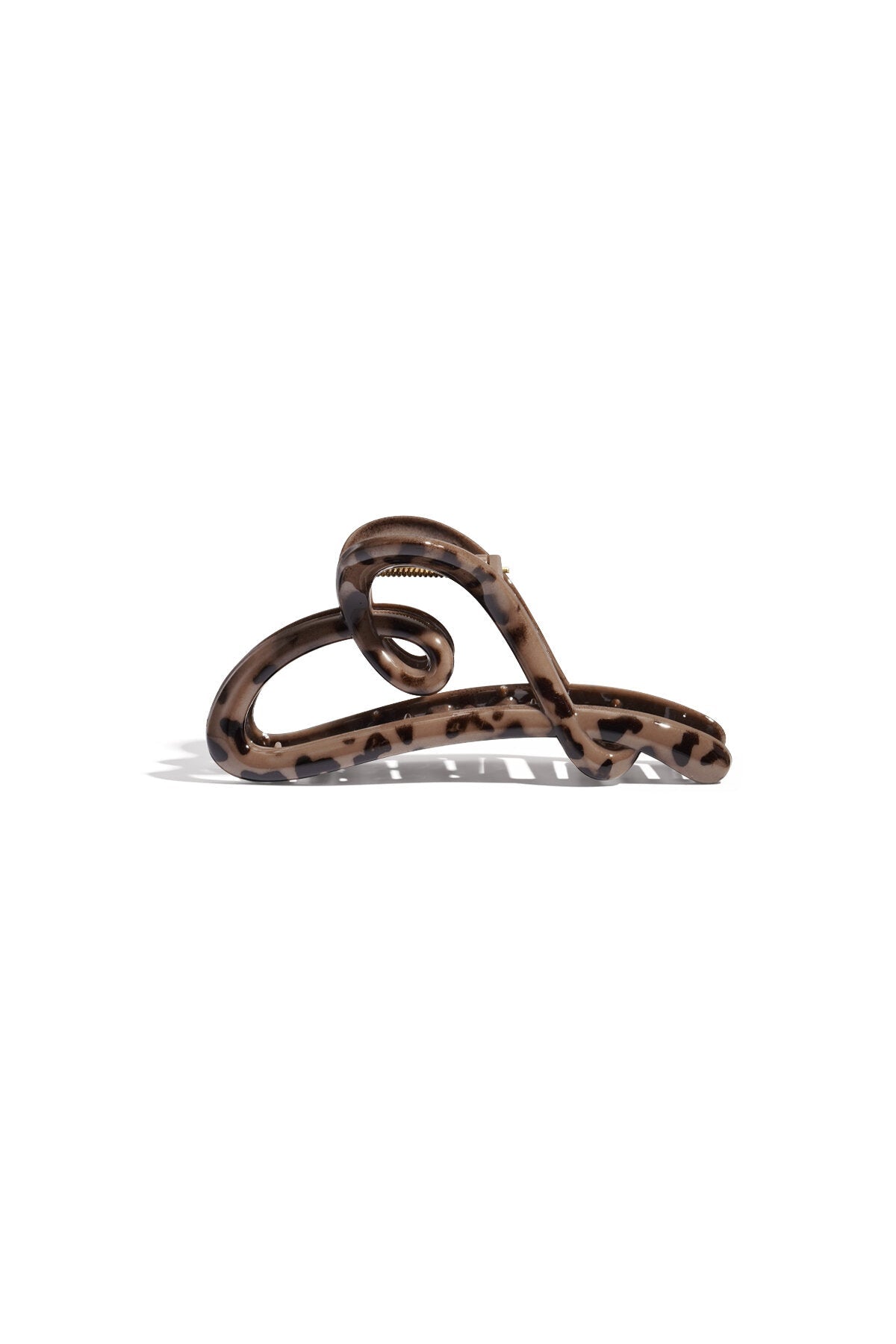 Luipaard harten haarclip, khaki