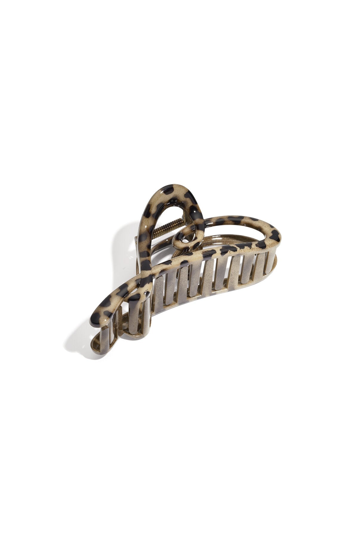 Luipaard harten haarclip, koffiebruin
