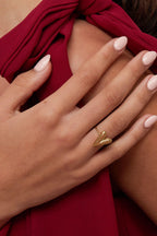 Ring met hart van gehamerde structuur - Jewellery Fever