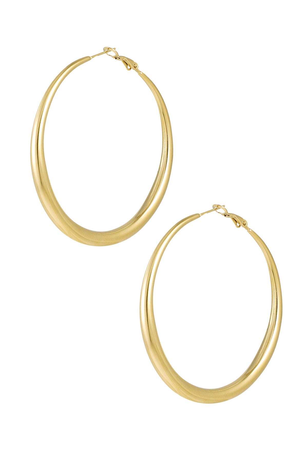 Ring oorbellen met uiteenlopende diameter, goudkleurig