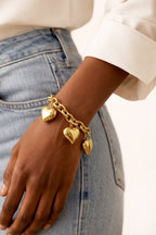 Statement armband met hartjes, zilverkleurig