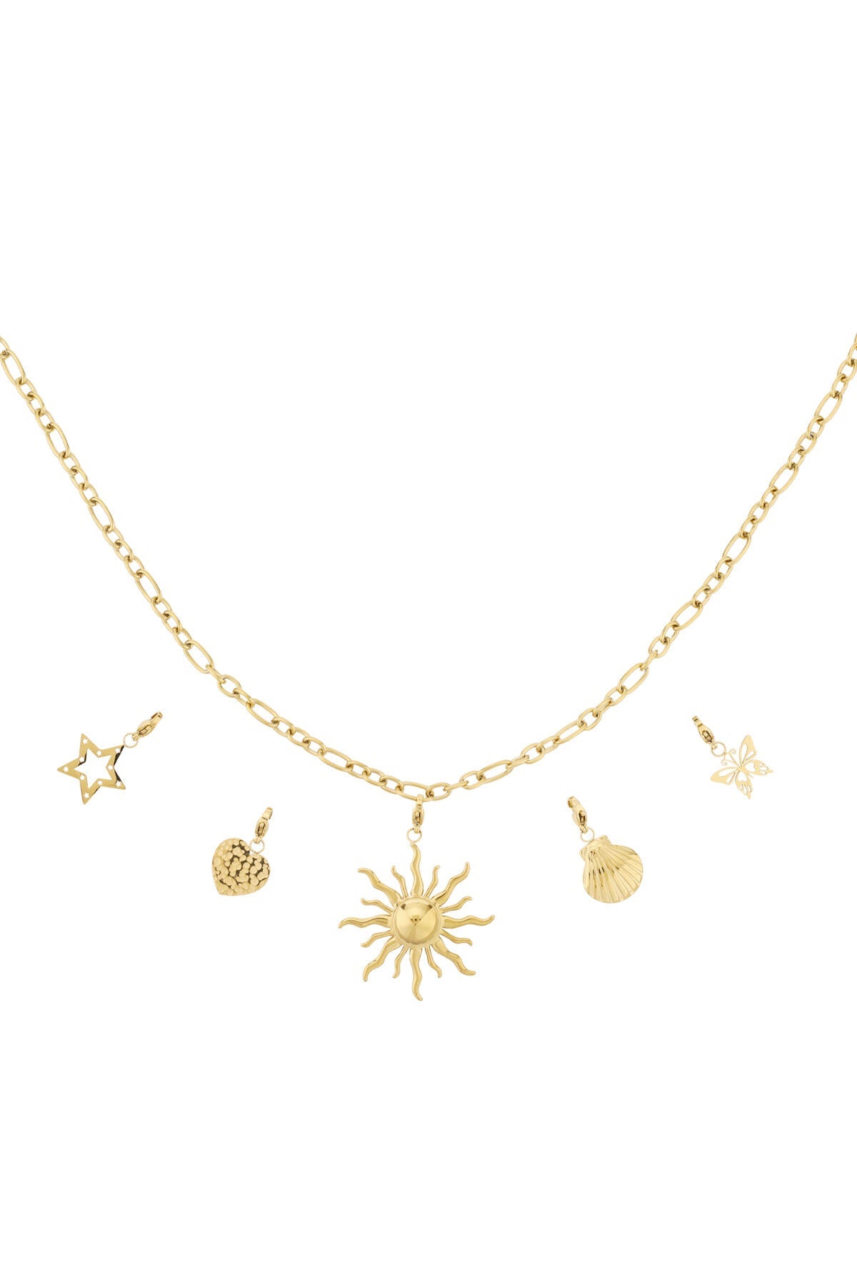 Statement DIY hartketting met parelmoerachtige afwerking - Jewellery Fever