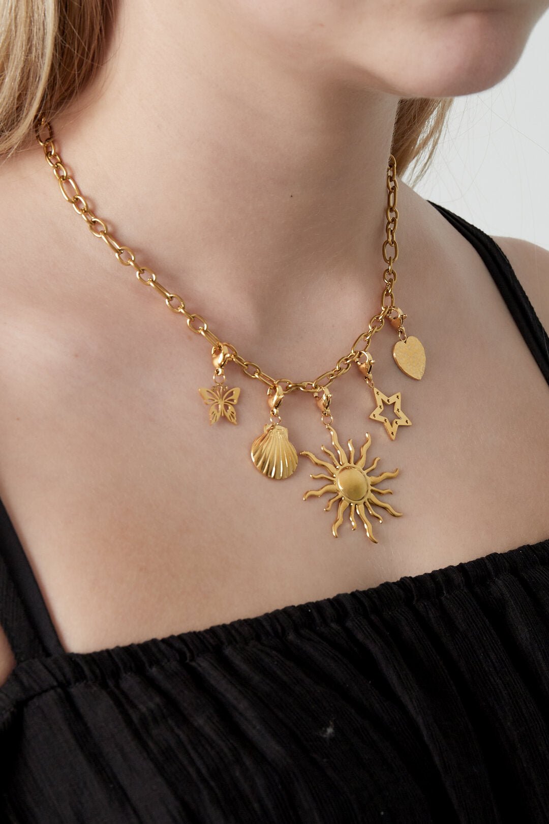 Statement DIY hartketting met parelmoerachtige afwerking - Jewellery Fever