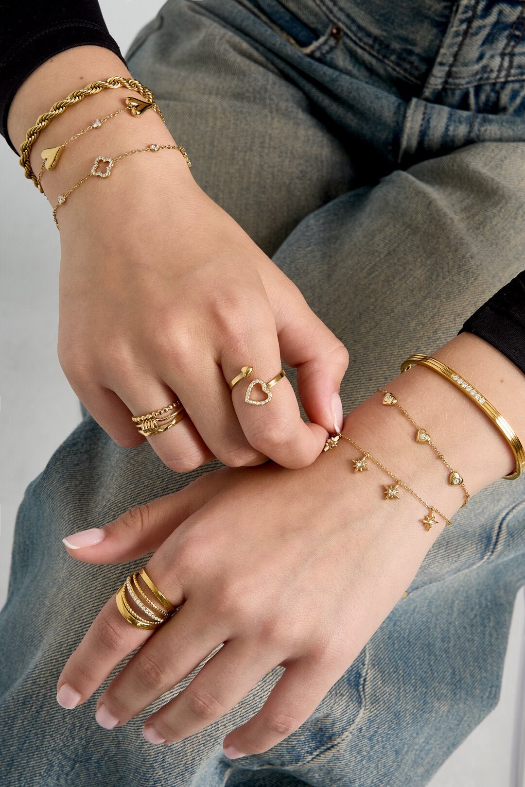 Sterretjes bedelarmband, zilverkleurig roestvrij staal