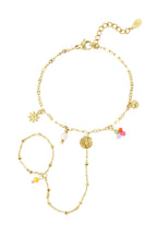 Zomerse handketting met schelp en hartje, goudkleurig