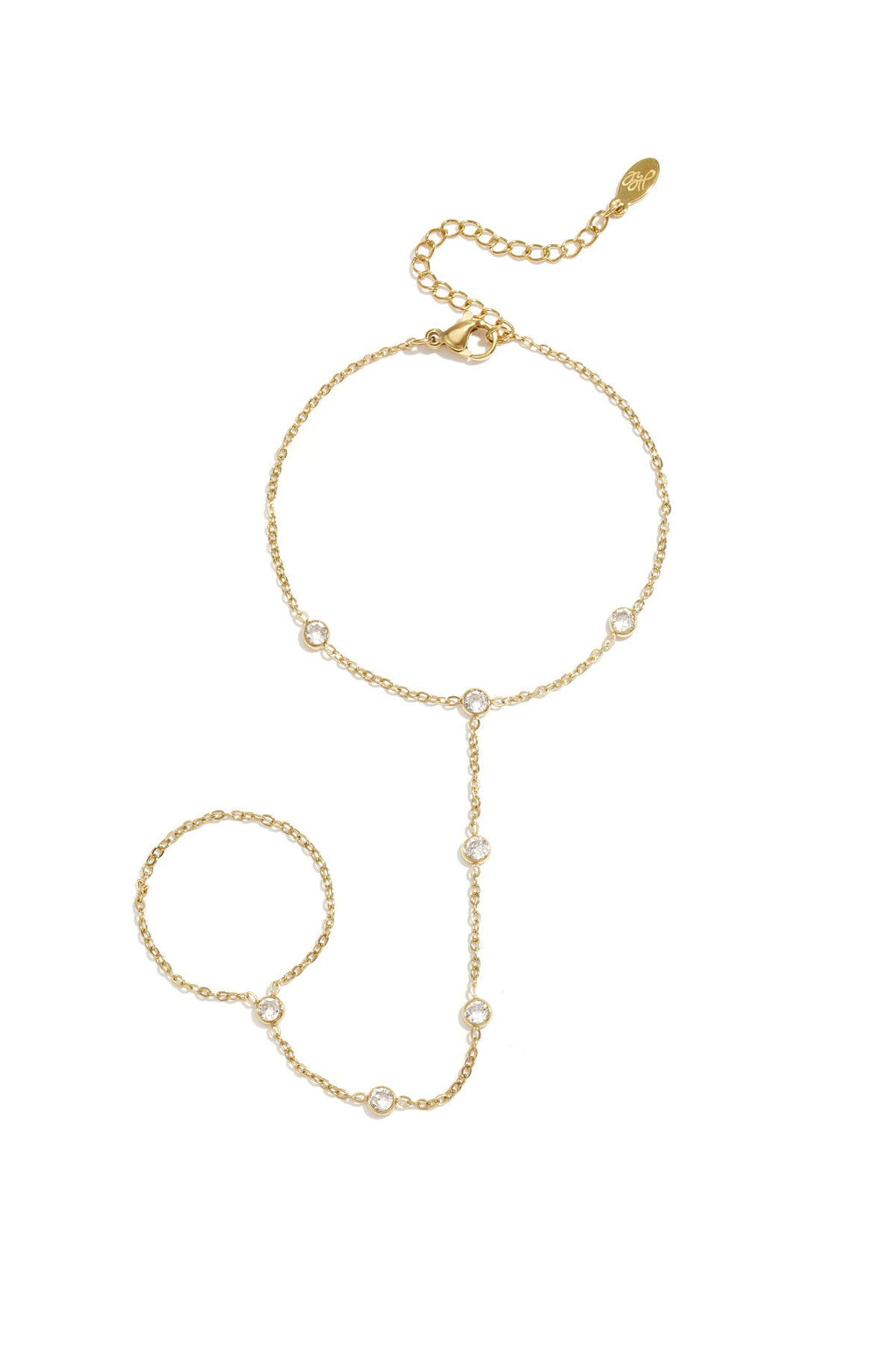 Handketting met sprankelende strass details, goudkleurig